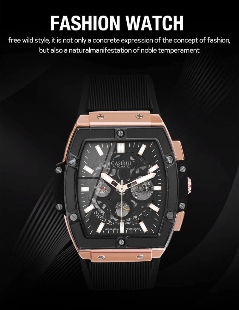 2024 Latest Release: A Alloy Automatic Skeleton Dial Men's Watch - HB BIG BANG with Silicone Strap