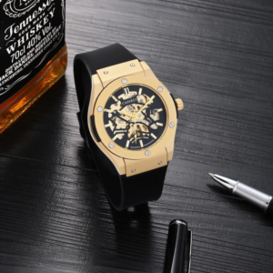 2024 NEW A alloy automatic men's watch with a skeleton dial and a Silicone strap